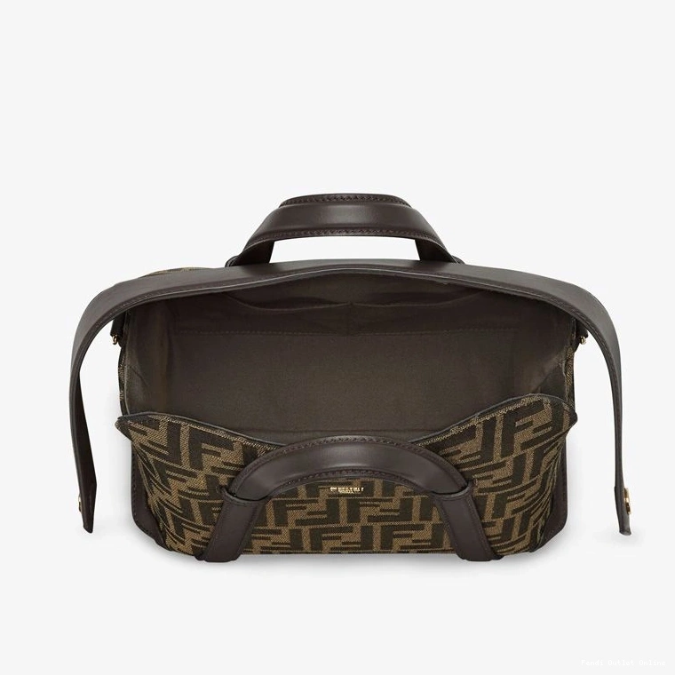 Affordable In Motif Fabric 365 FF Medium Boston Brown Fendi Bag 0807